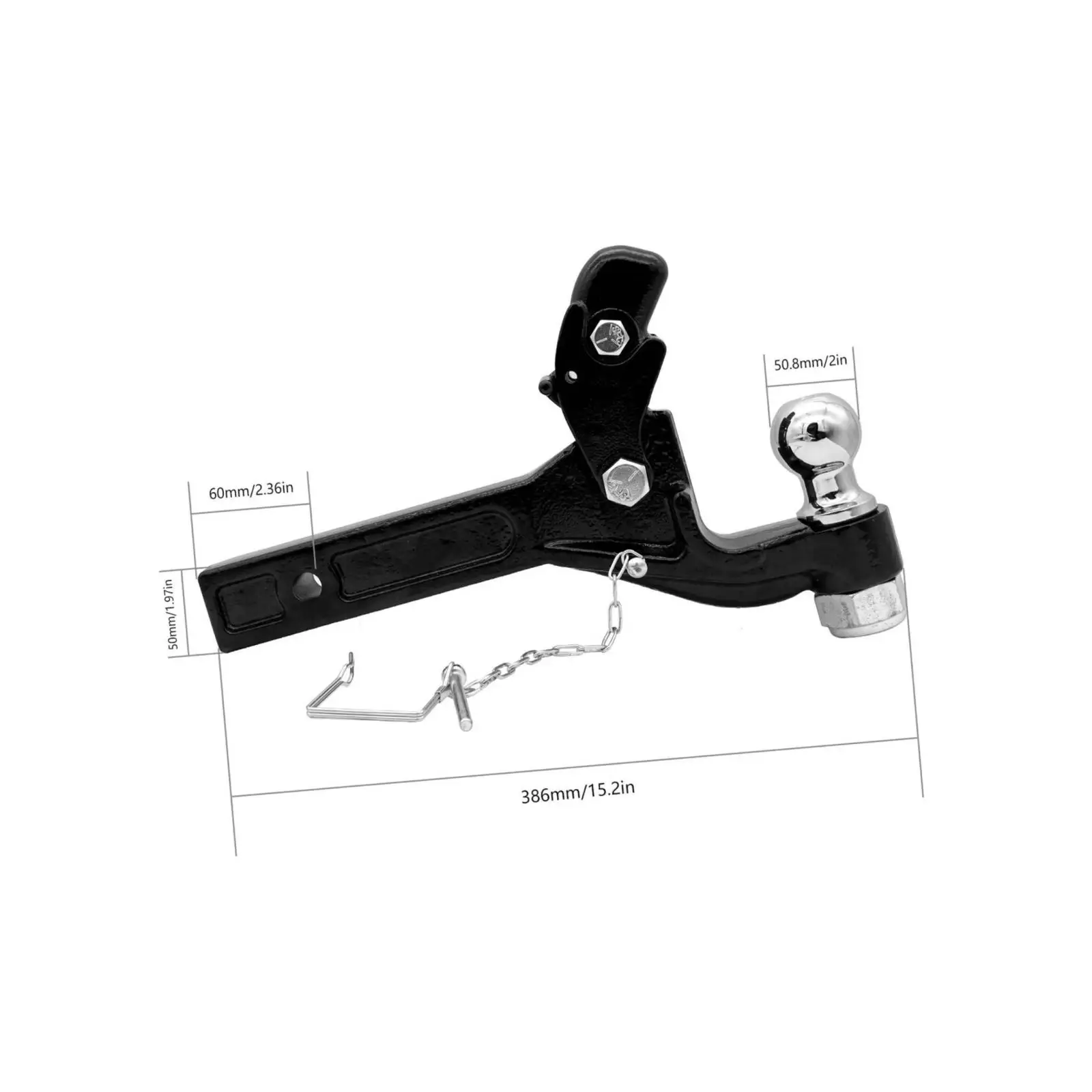 Secure Trailer Hitch Adapter for Pickup Truck with Tiger Head Opening and Clip