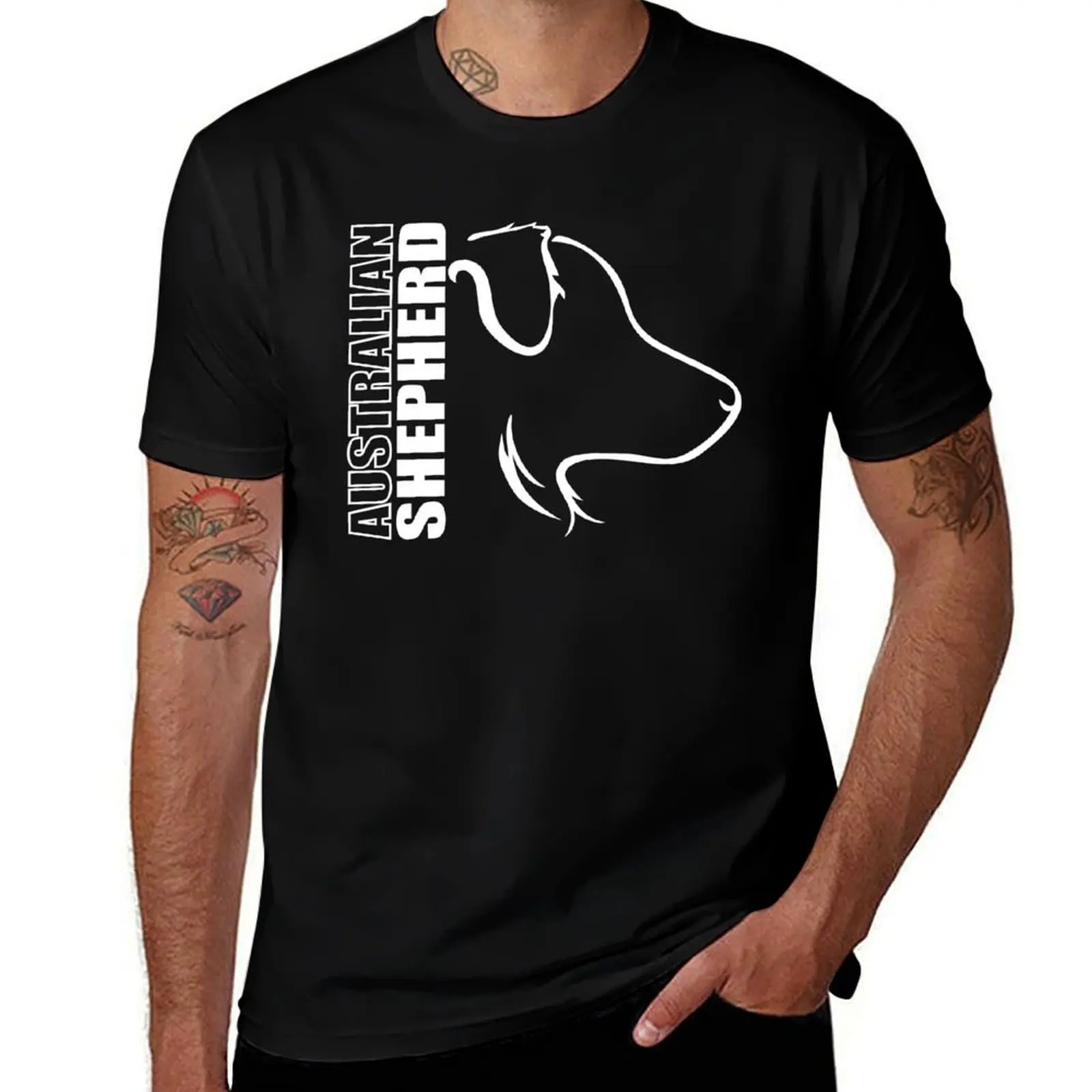 Australian Shepherd Aussie Dog Canine Profile T-Shirt graphic shirts anime t shirts big and tall t shirts for men