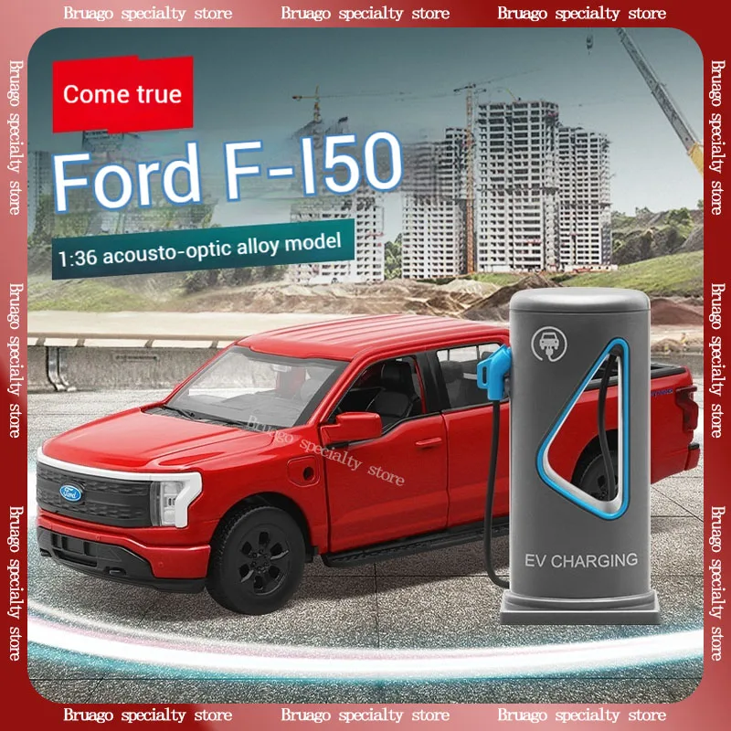 1:36 Ford F150 Nieuwe Energie Pikcup Legering Diecast Simulatie Auto Model Met Geluid Licht Pull Back Collectie Speelgoed Voor Jongens Cadeau