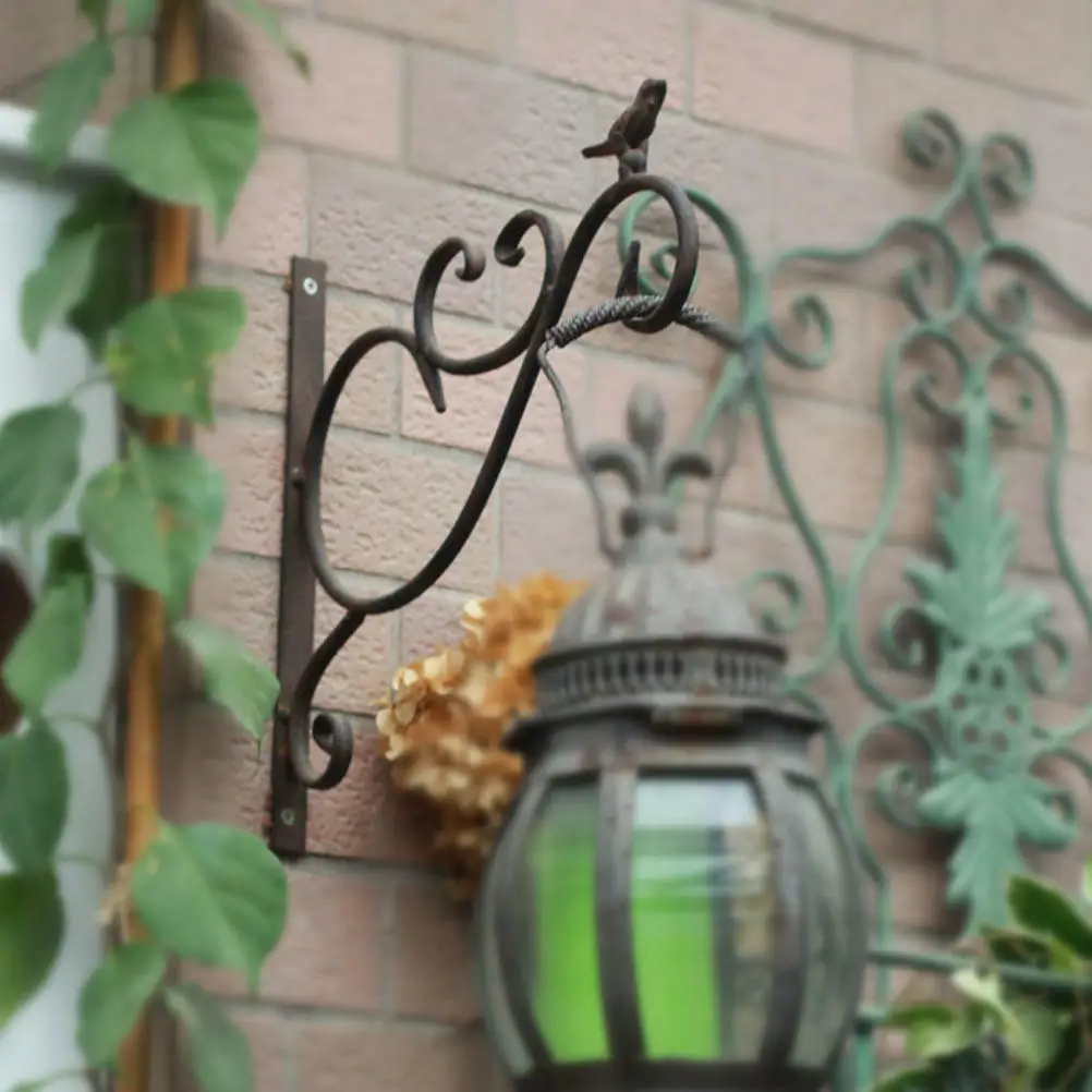 1Pcs Sturdy Iron Plant Hanging Bracket Wall Mount for Flower Pots Lanterns String Lights Wind Chimes Garden Home Decor Vintage