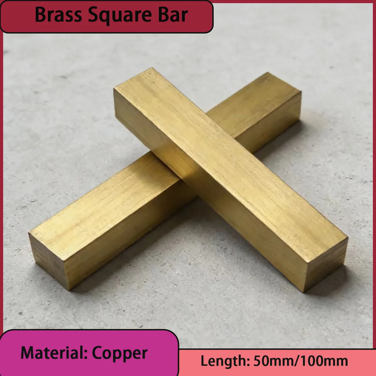 Brass square strip with a length of 50mm/100mm is used for hardware accessories, electrical components, mechanical parts, etc