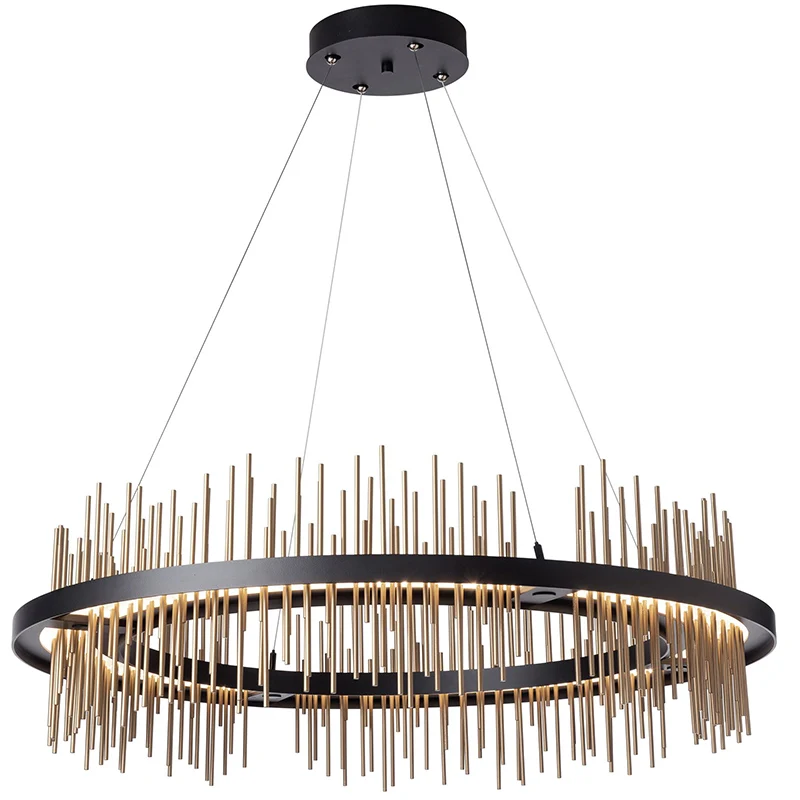 

Decorative Lamps Manufacturer New Product Modern Round Ring Hanging Light Cheap LED Rod Chandelier
