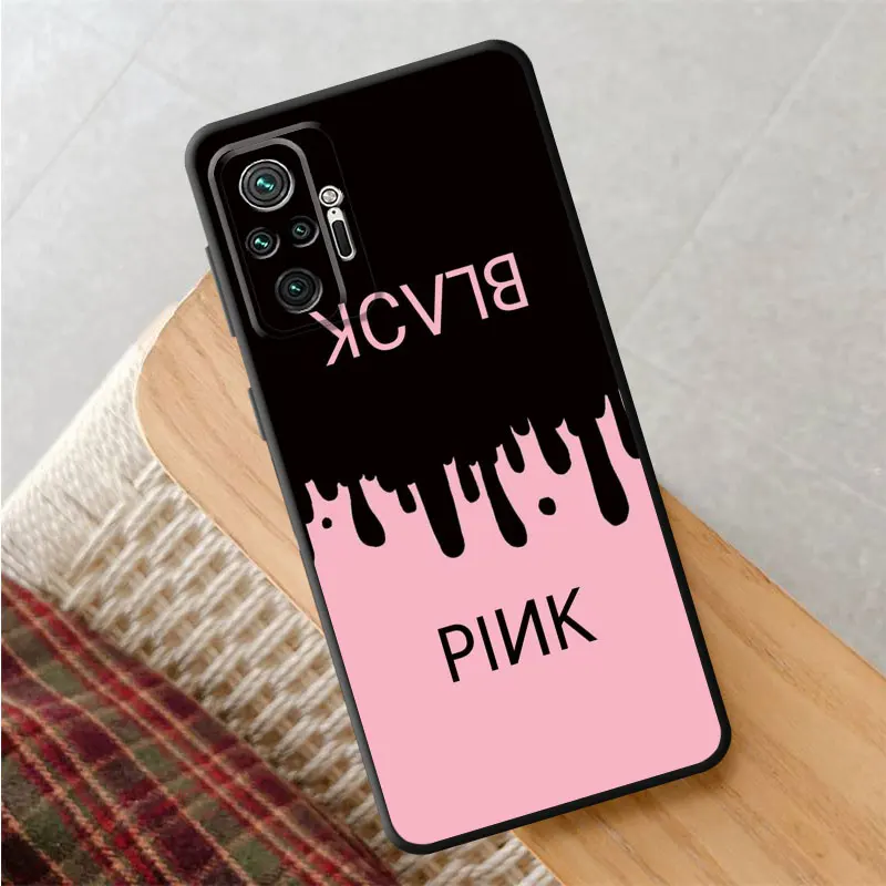 Black Korea Pink Phone Case for Xiaomi Redmi Note 11S 12 11T 9S 8 7 9 10S 8T 9T 11 Pro 10 Lite Note11 11E TPU Soft Cover Coque