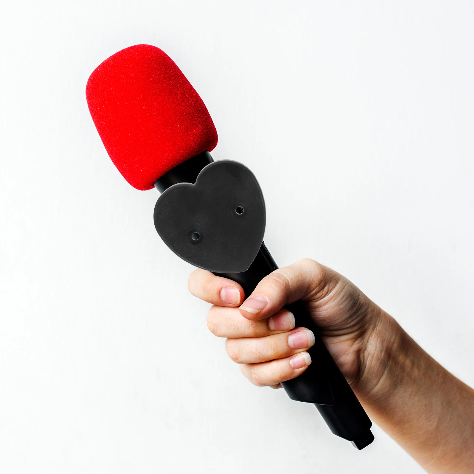 

3pcs Heart Shaped Microphone Clips Plastic Adhesive Mic Holder Black Stand Lifter for Interviews Back Clip Mounting
