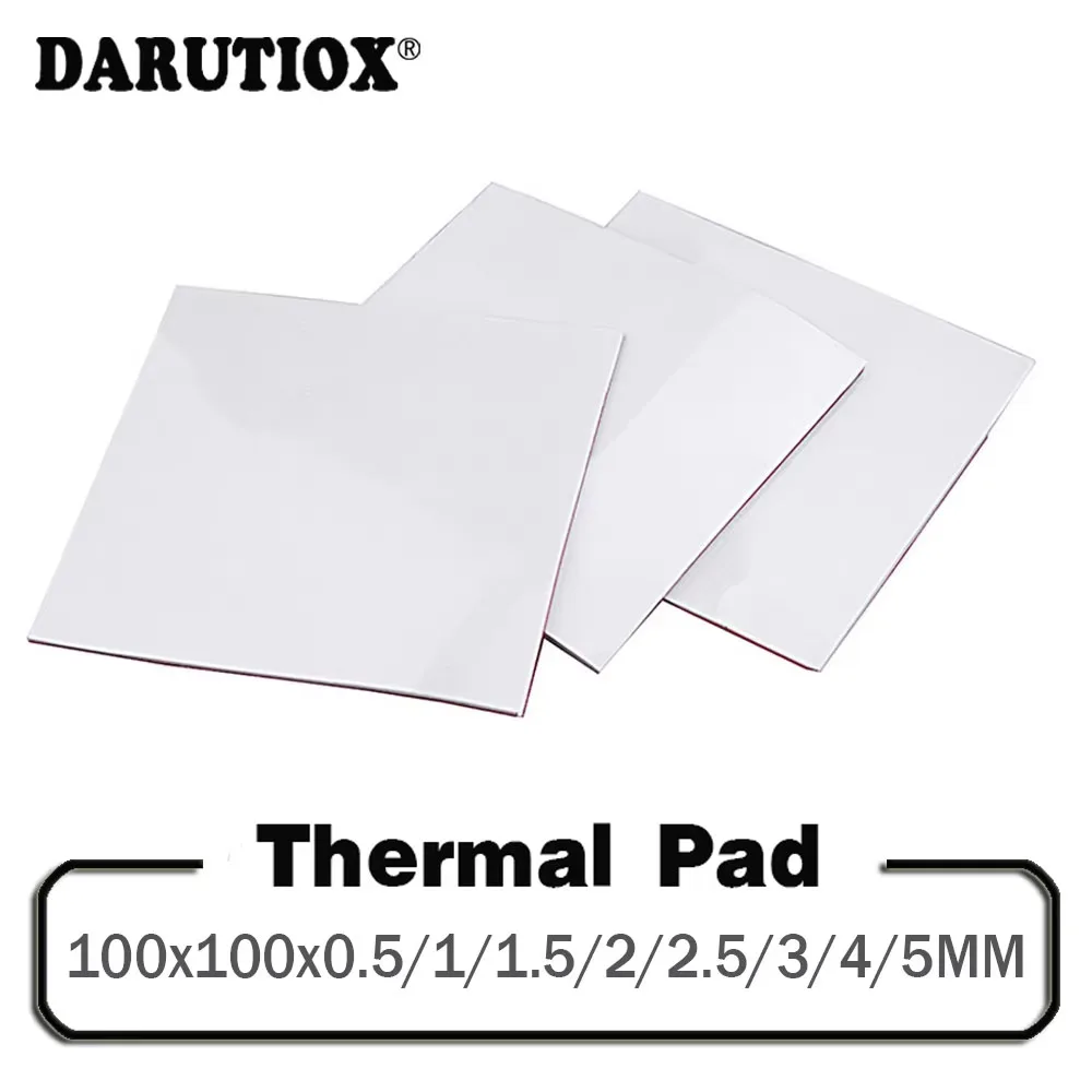 

White 100x100mm Thermal Pad GPU CPU Heatsink Cooling Conductive Silicone Pad 0.5/1/1.5/2/2.5/3/4/5mm Thickness Thermal Pad