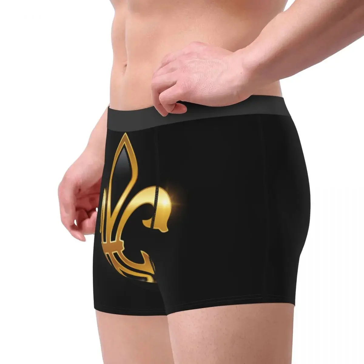 Men's Underwear Underpants Gold Mardi Gras Fleur De Lis Men Boxer Shorts Elastic Male Panties