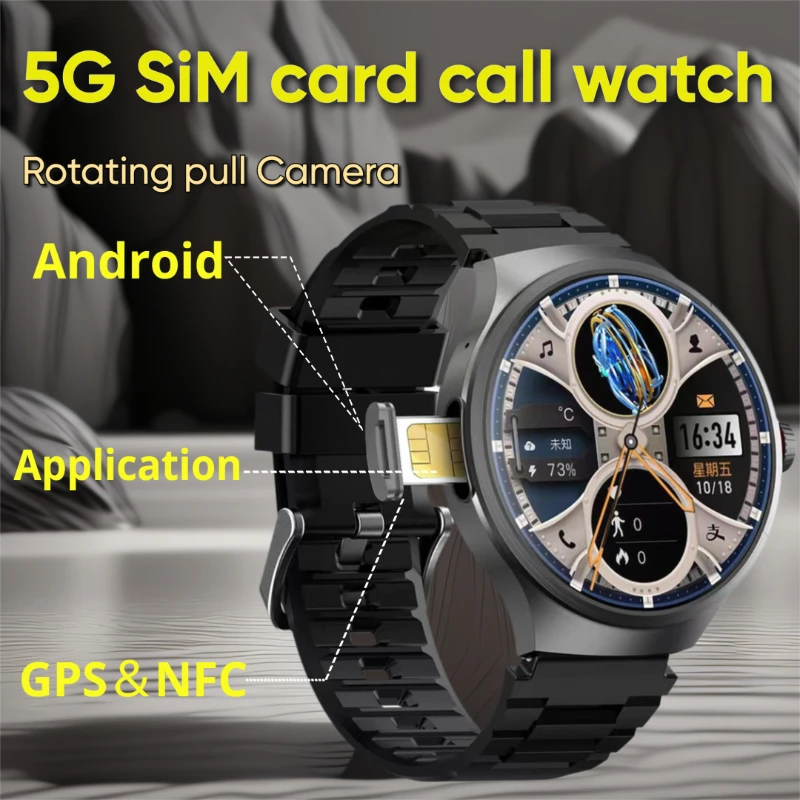 

Смарт-часы 5G Android с большим экраном 1,75 дюйма, аккумулятором 1500 мАч, вращающейся камерой HD мощностью 800 Вт, GPS, WIFI, загрузкой через приложение