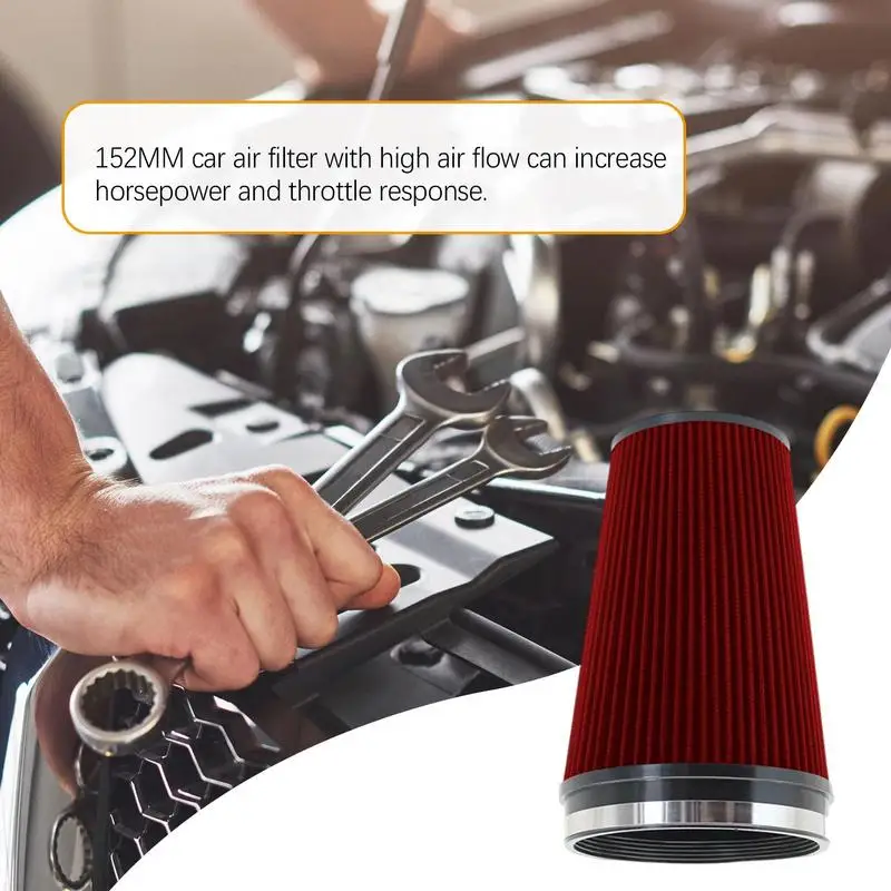 Vehicle Air Intake Filter Cone Replacement Dry Air Filter High Performance Air Intake Filter 152MM High Air Filter Cold Air