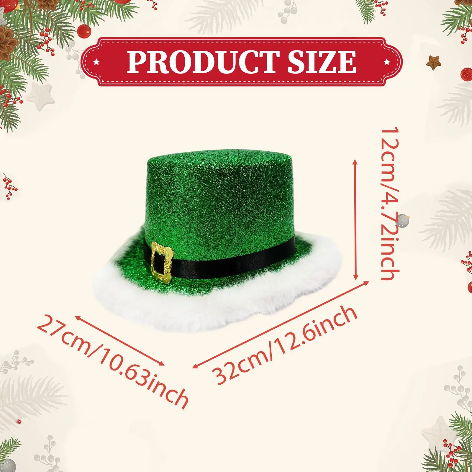 Cappello a cilindro natalizio con decorazione a fascia nera per uomo Donna Cappello da Babbo Natale Costume natalizio Copricapo Cappello natalizio per vestire le vacanze