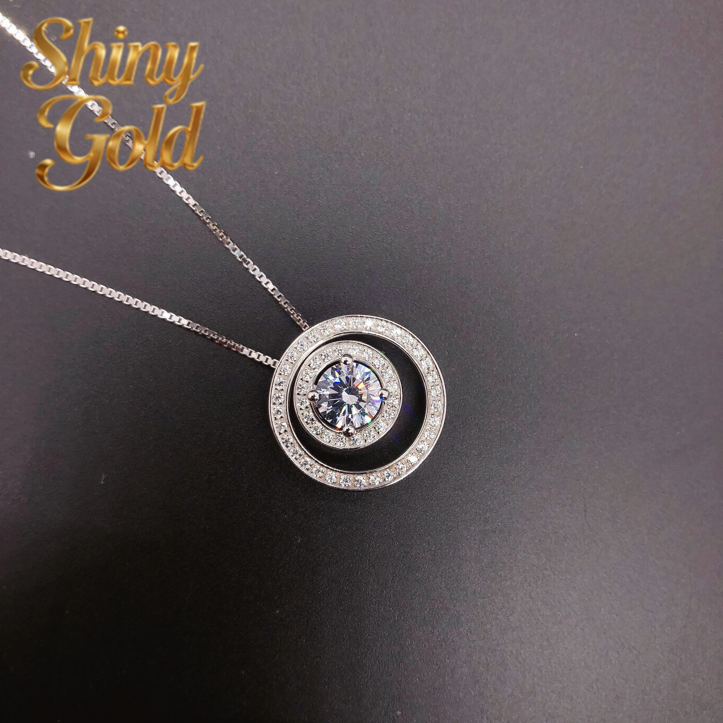 

Кулон из платины 950 пробы с муассанитом ShinyGold Super Brilliant 1Ct 6.5mm, круглой огранки, цвета D, чистоты VVS1, для женщин, свадебный кулон-подвеска