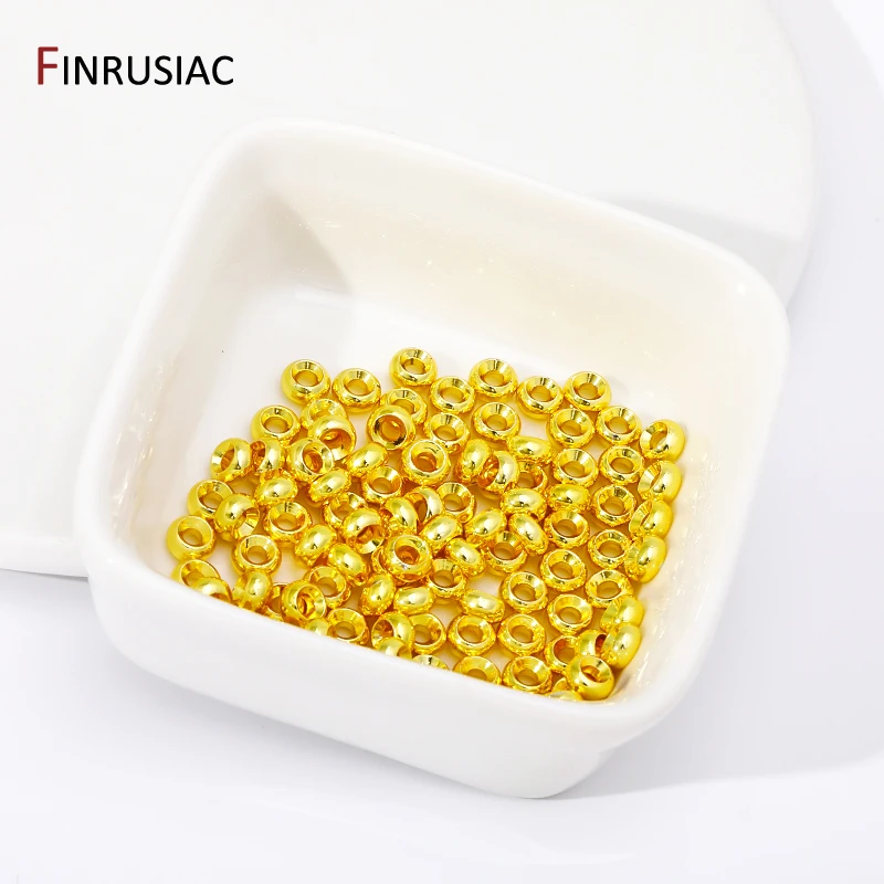 14/18K Gold Plated Brass Smooth Round Spacer Beads,Flat Loose Beads Separators For DIY Bracelet Jewelry Making Accessories image 5