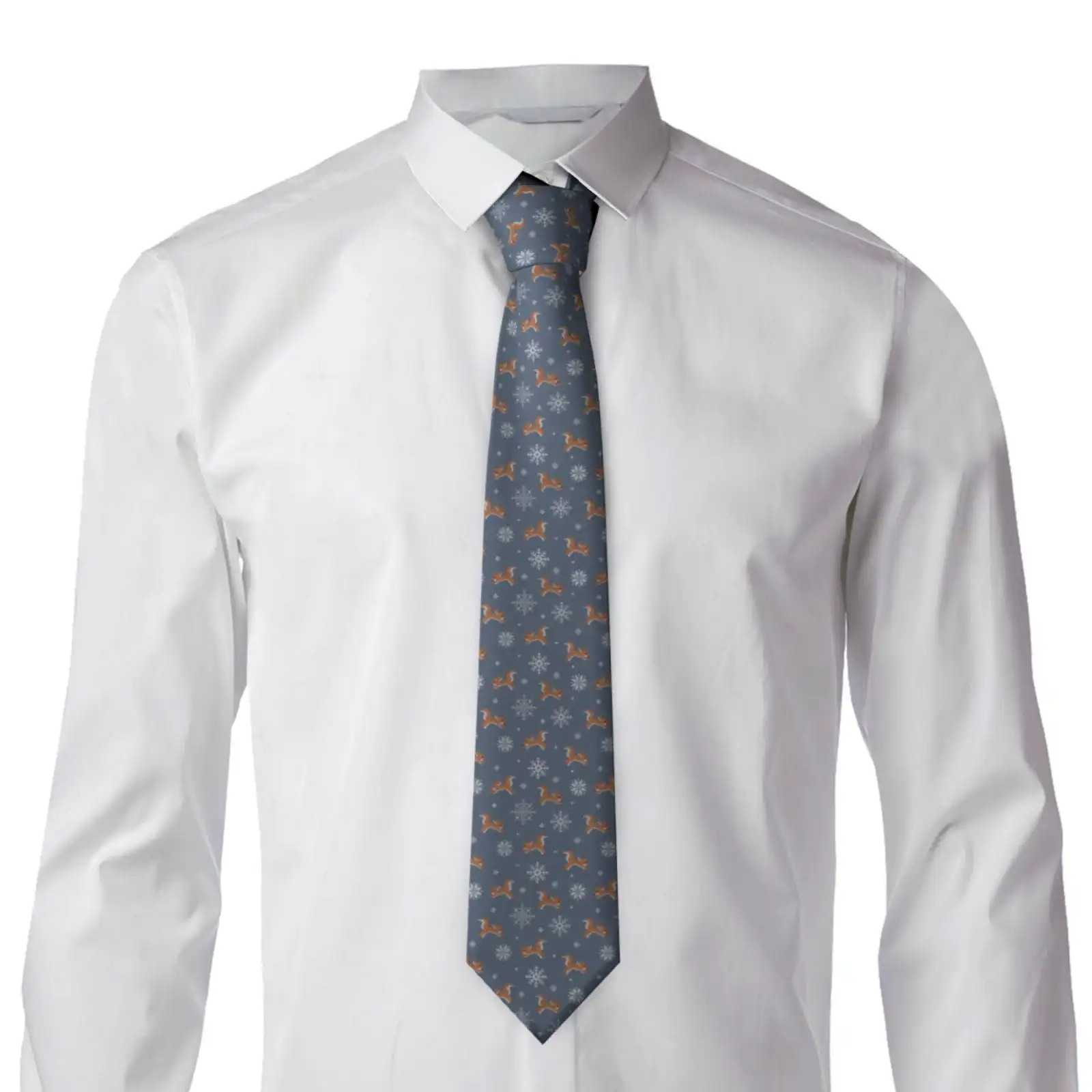 Squirrel And Snowflakes Pattern Men's Necktie Classic Silk Tie Woven Jacquard Neck Ties Necktie For Business And Wedding