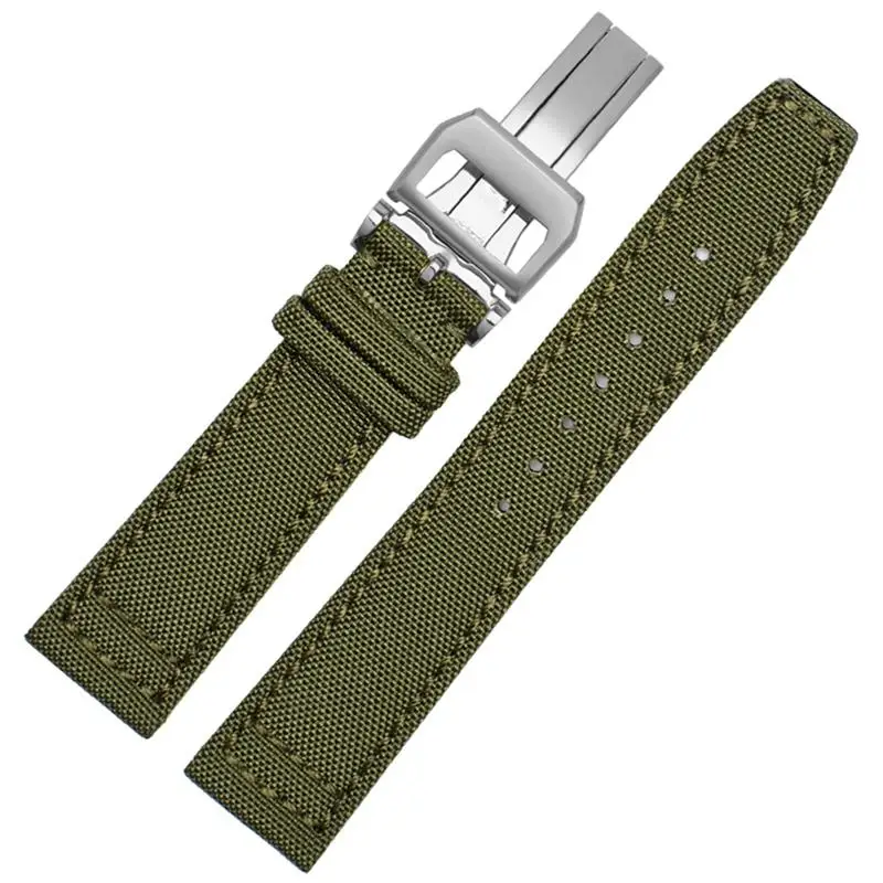 

PCAVO For IWC Pilot Spitfire Timezone TopGun Strap Green Black Belts Wristwatch Straps 20mm 21mm 22mm Nylon Canvas Fabric Watch