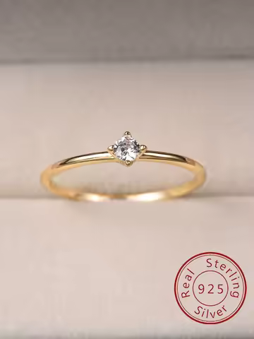 925 Sterling Silver Zircon Simple Round Rings for Women Gift Original Wedding Ring High Quality Gold Color Fine Jewelry