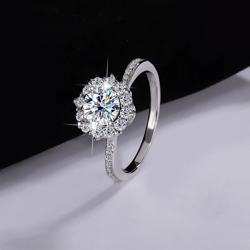 S925 Silver Moissanite Star Diamond ring female platinum-plated marriage proposal Princess can if star diamond ring