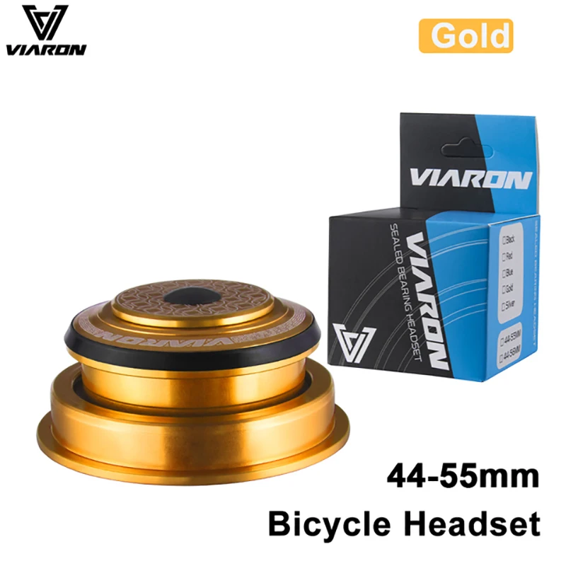BuyWeek Fiets Headset – 44 Mm, Aluminium, Dubbele Lagers, Goud, 2 Stuks, Voor Rechte Vorkbuis, Mountainbike