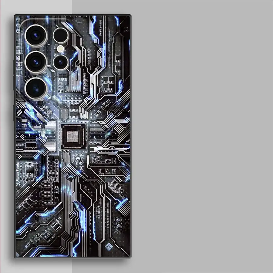 Case for Samsung Galaxy S26 S20 S10 S9 S25 Ultra S21 FE S24 Plus S23 Note 20 Ultra 8 9 10 Funda Phone Cover Retro Circuit Board view 2