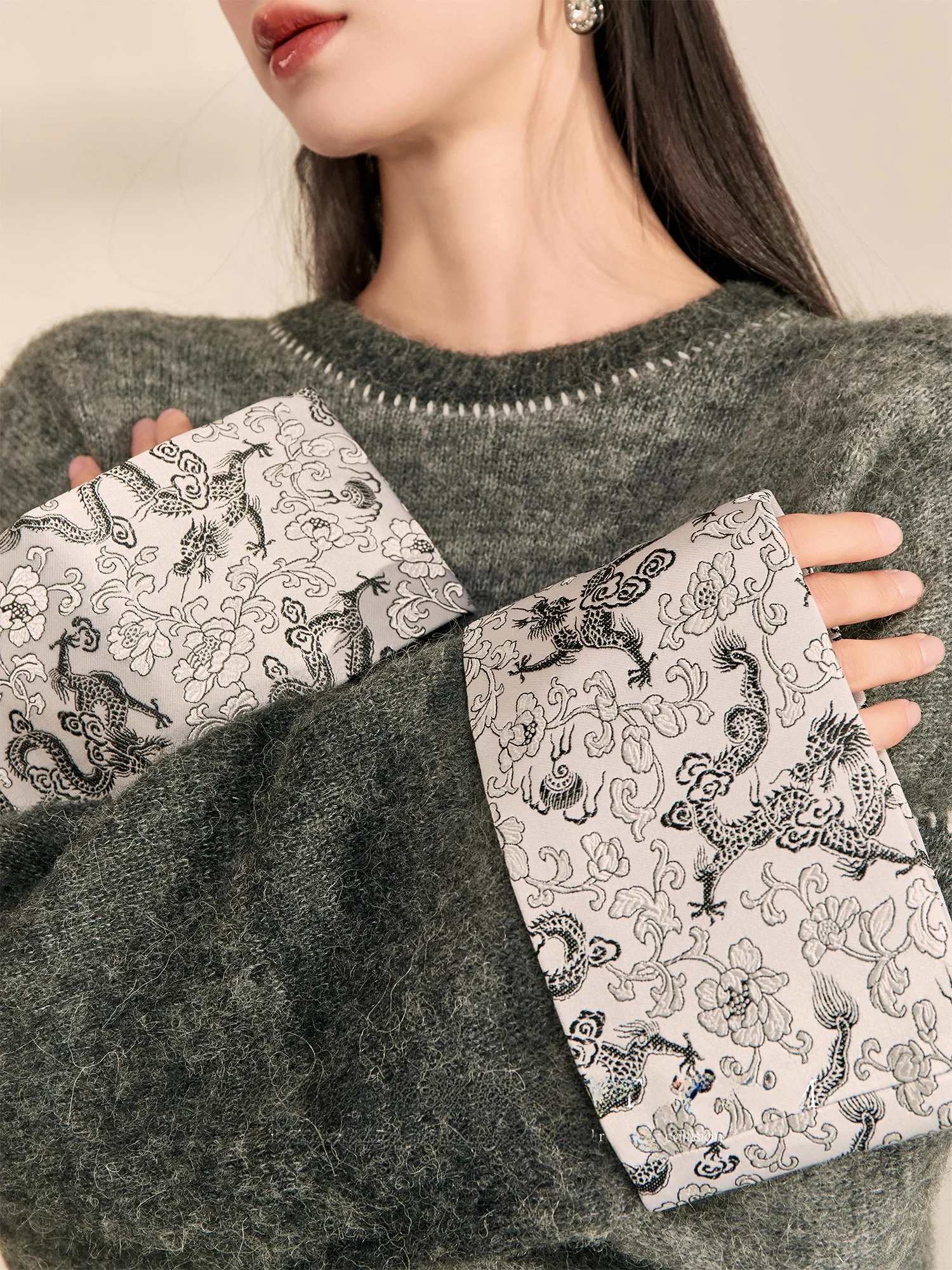 

ay ort Свитер Song Jin Lazy Winter Faion Женский вязаный топ в стиле ретро в китайском стиле, национальный тренд, струящаяся эпоха