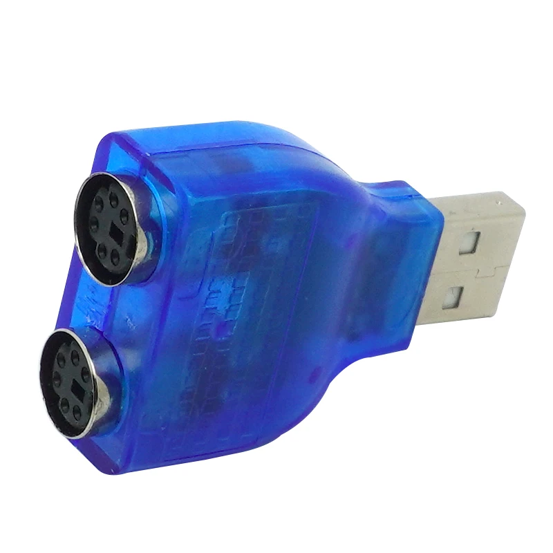 Adaptador de teclado de ratón pequeño y delgado USB 2,0 A macho A 2 puertos PS/2 PS2 hembra Dongle