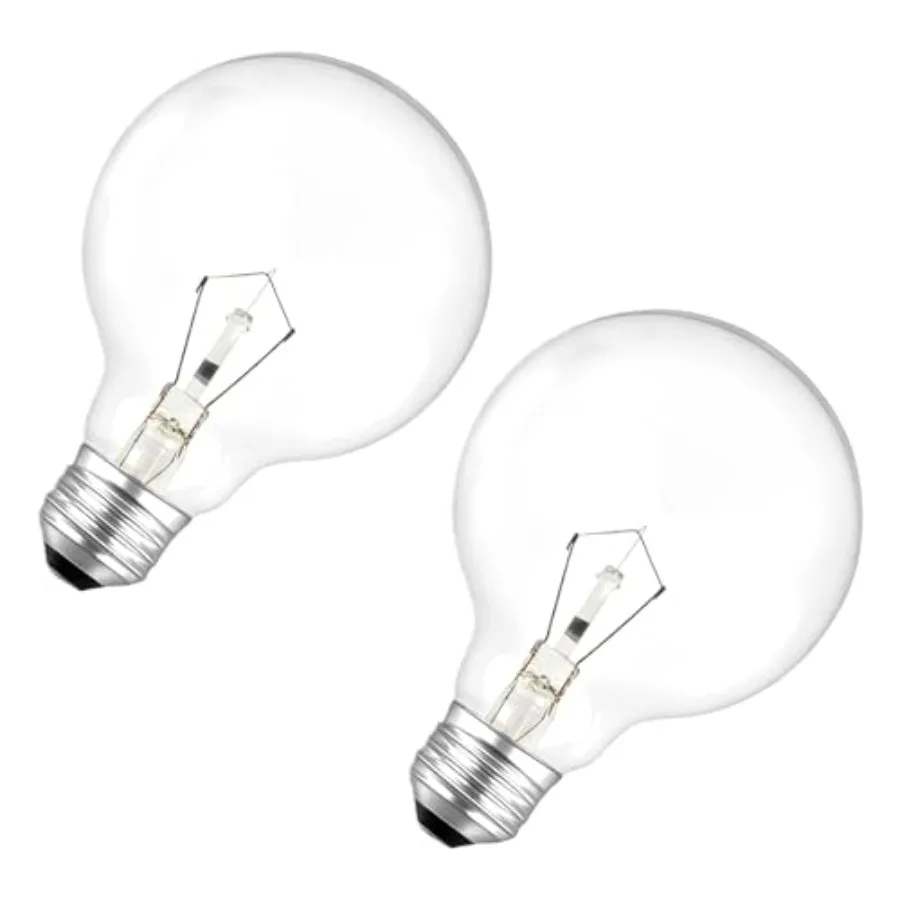 2 Pack G25 Globe Light Bulbs 40W Incandescent Light Bulb, G25 Double Life Globe Bulb, 2700K Soft White, E26 Base, Dimmable Crys