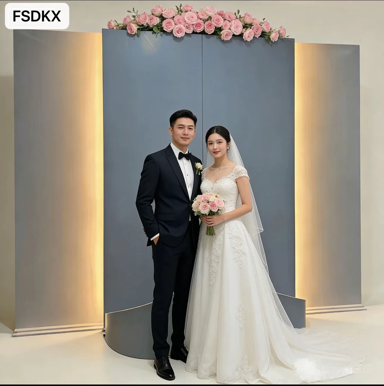 

FSDKX Customized Wedding Decor Backdrop PVC Square Arch Event Stage Decorations Large Backdrop For Party Decoration