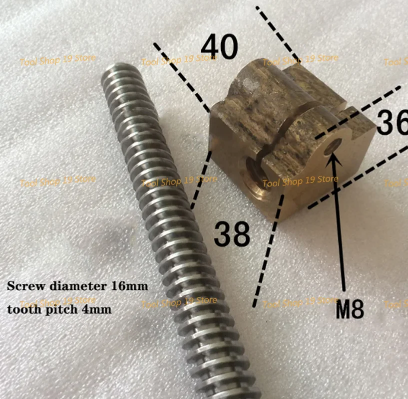 C6132/C6140A1 Lathe Accessories Screw Middle Carriage Screw Nut Group 590/620MM Outer Diameter 16 Tooth Pitch 4 Left Hand Thread