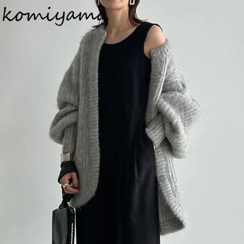 Spring Winter Warm Fashion Knitted Cardigan Mujer O Neck Long Sleeve Sweater Women Solid Color Loose Casual All Match Tops