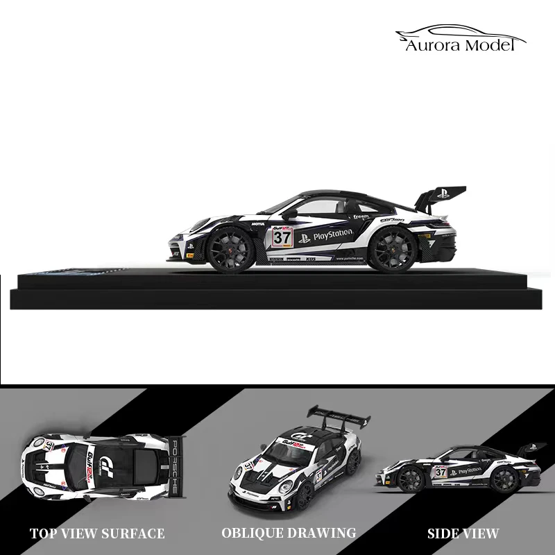 Aurora-Modèle de voiture jouet en alliage moulé sous pression, exposition de collection de véhicules de sport, RWB992 GT3 RS, 1:64