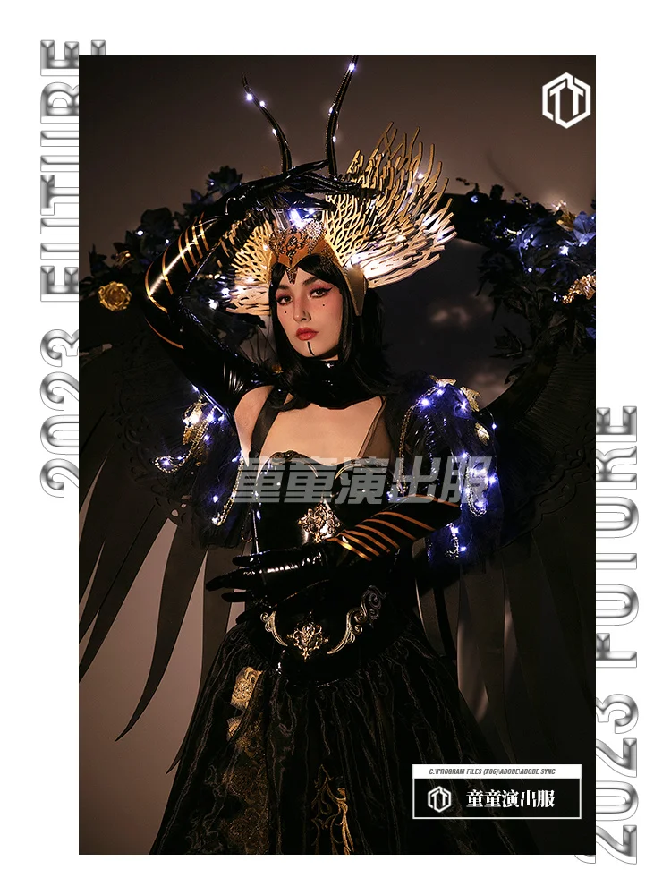 Design Dream Glowing Night Angel Bar Gogo Performance Dress Female Opening Dance Dress