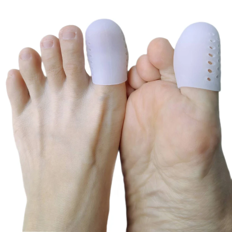 Big Silicone Gel Toe Separadores, Cuidado do Polegar, Respirável Pé Protetor, Blisters Cap Cover, Proteção dos Dedos, 4 Pcs = 2 Pares