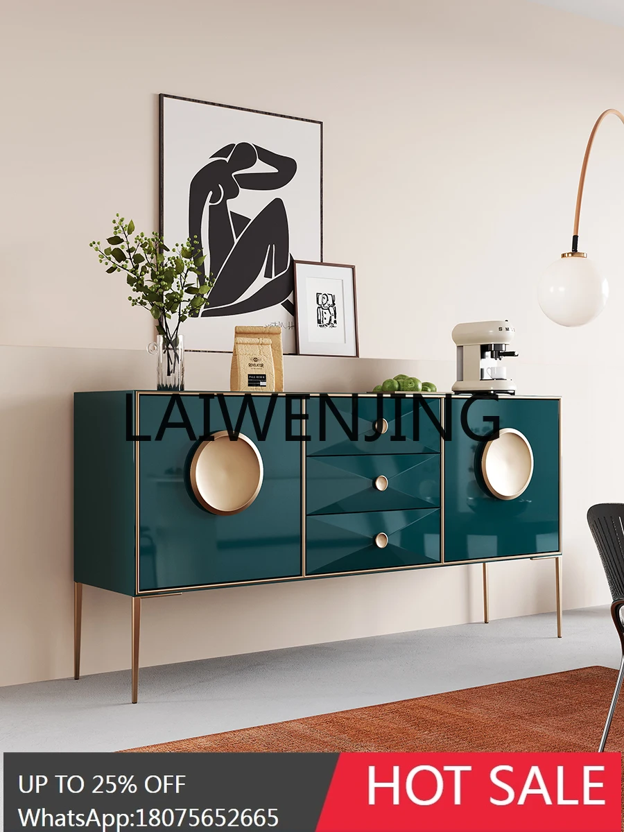 RWJ Storage Organizer Italian Minimalist High Leg Curio Cabinet Three Buckets Two Doors Side Cabinet