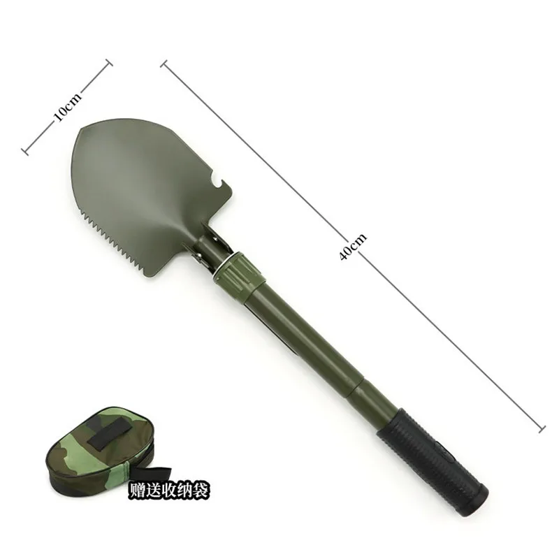 Foldable Portable Truck Mounted Engineer Shovel Camping Tent Outdoor Shovel Self-defense Survival Tool Compass Storage Bag