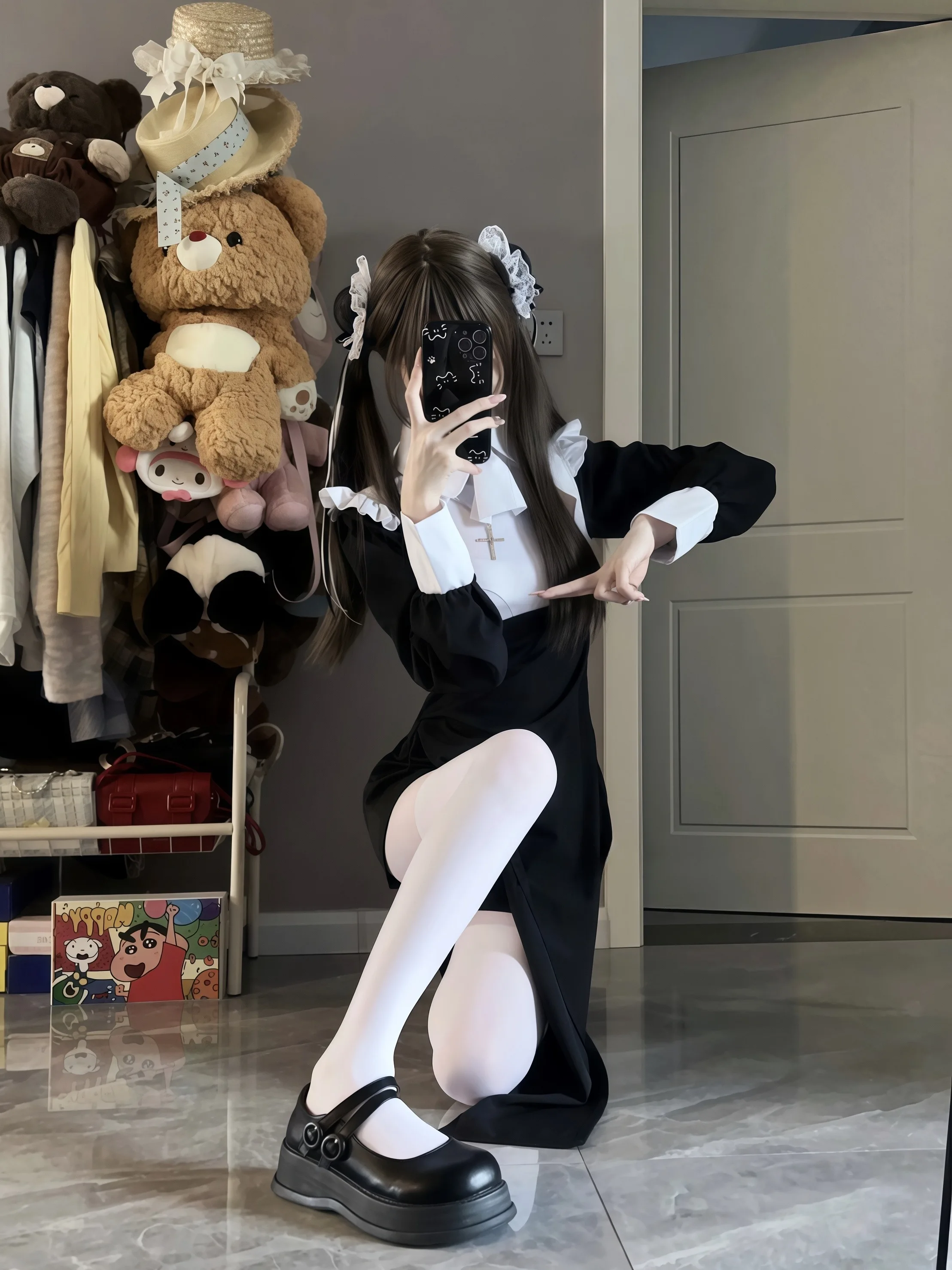 

Sexy Nun Costume loween Nurse Maid Outfit Long Sve Other Material Girls Cosplay Dr up Wardrobe ential