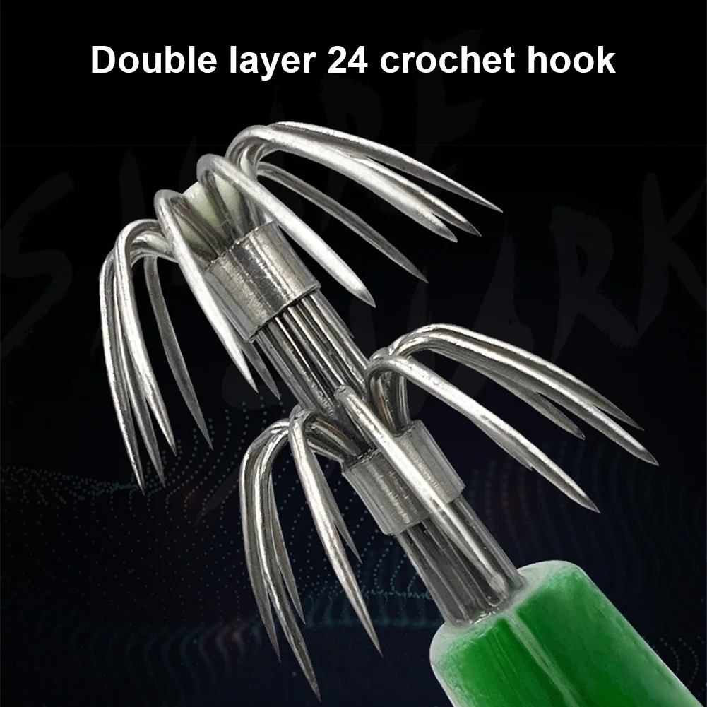 10g/10cm Lifelike Squid Hook Double Hook Glowing Octopus Bait Fishing Tackles Luminous Squid Jig Hooks for Saltwater Freshwater image 5