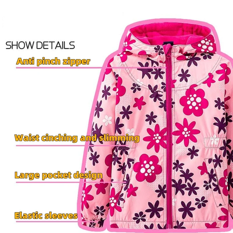 Semywange Toddler Girls Unicorn Hooded Waterproof Jacket Spring Clothes Kids Coat Hooded Waterproof Windbreaker Clothing