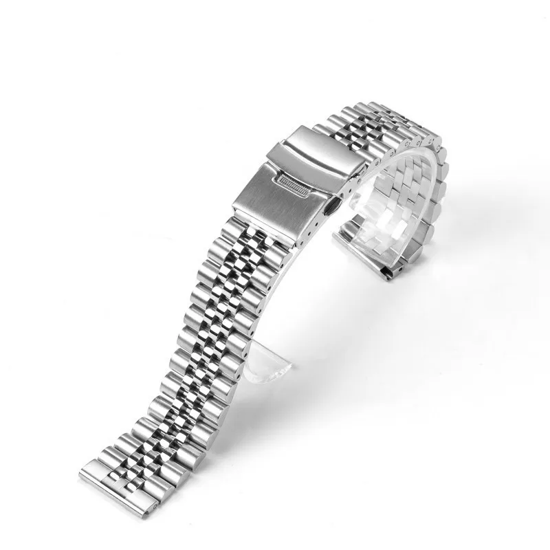 High End Jubilee Silver Watchband Fit SEIKO SKX009 Flat Interface Watch Strap Stainless Steel Metal Bracelet Quick Release Parts