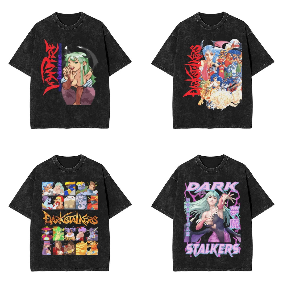 Darkstalkers Men's T Shirt Washed Morrigan Fashion Tee Shirt Short