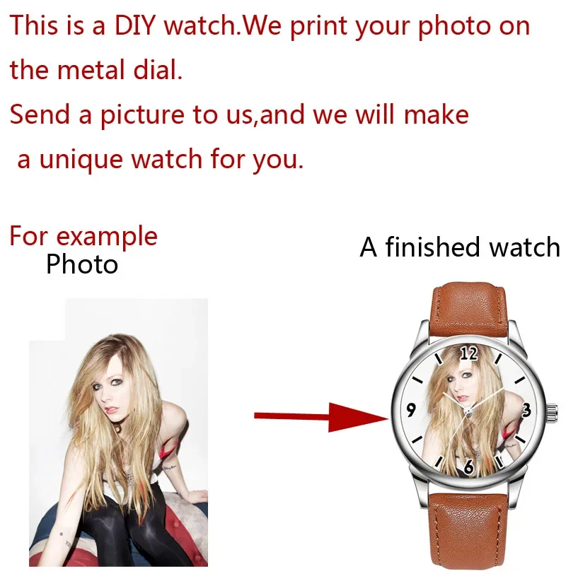 Reloj con logotipo De marca personalizado, relojes con impresión De fotos De cuero a prueba De agua para Hombre, Imagen impresa en la esfera De Reloj, Reloj hecho a medida para Hombre