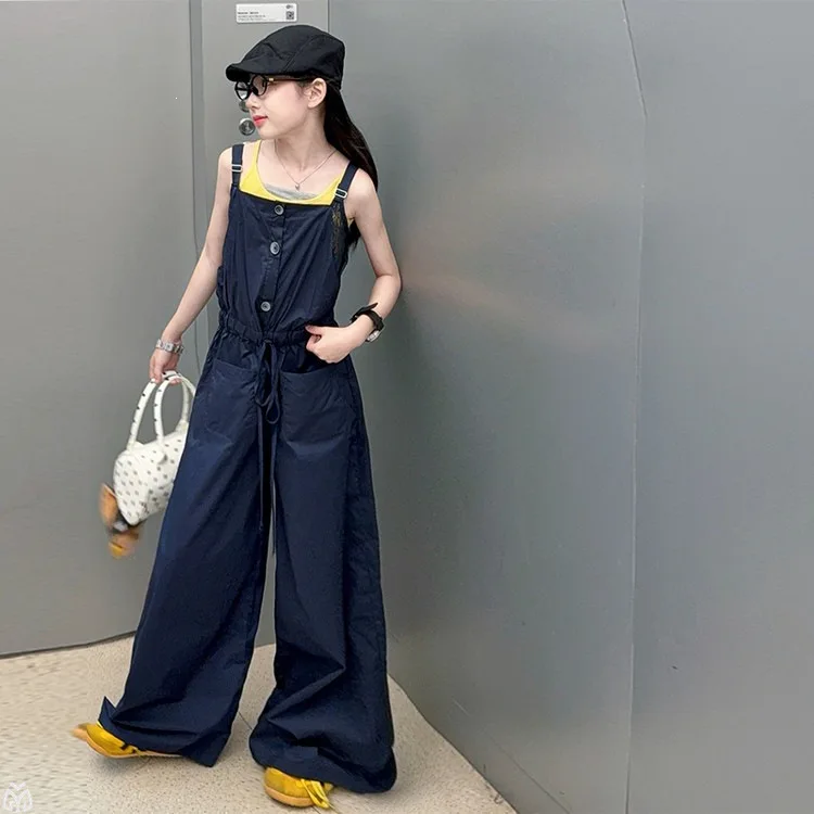 Teens Girls Summer Clothing Trendy Fashion Korean Style Cargo Dungarees Versatile Long Pants Stylish Junior Kids Outfits 3