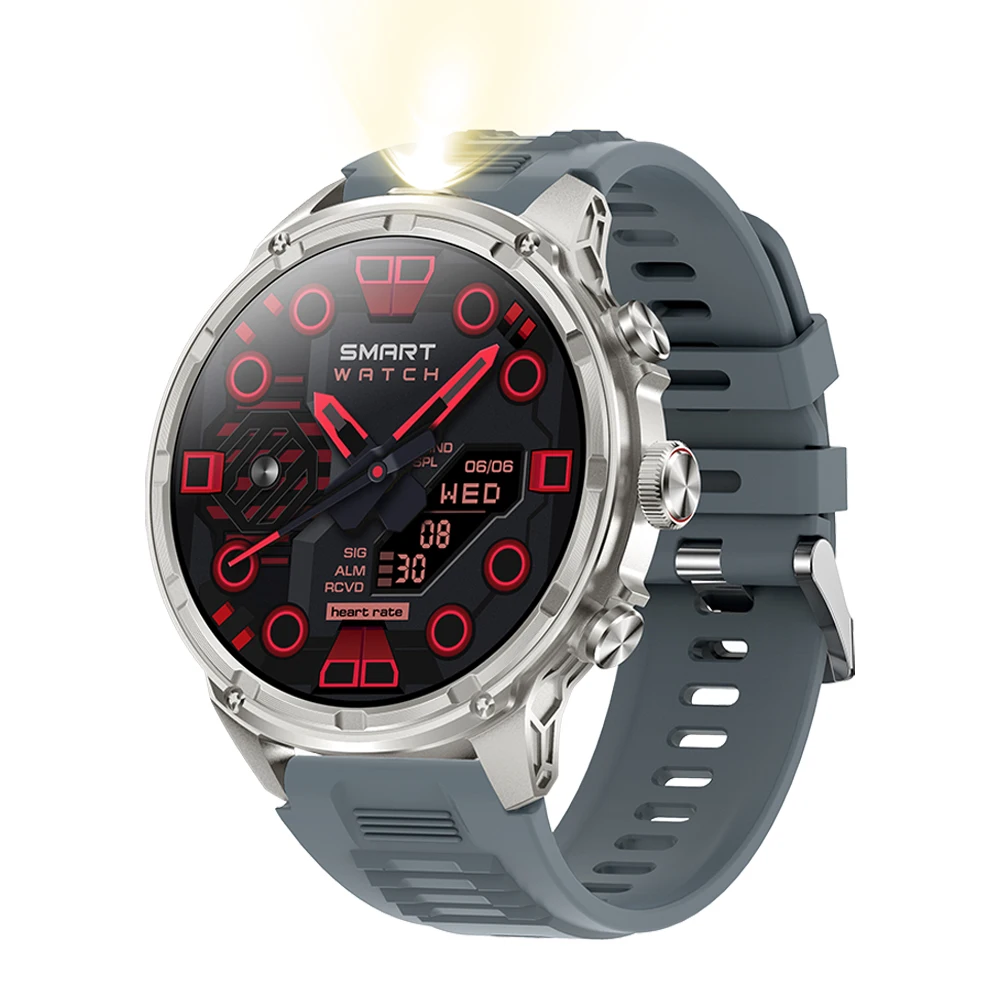 

V99 Outdoor Sport Smart Watch with Flashlight 1.85inch Round 710mah Battery BT Call Heart Rate Blood Oxygen Smartwatch for Men