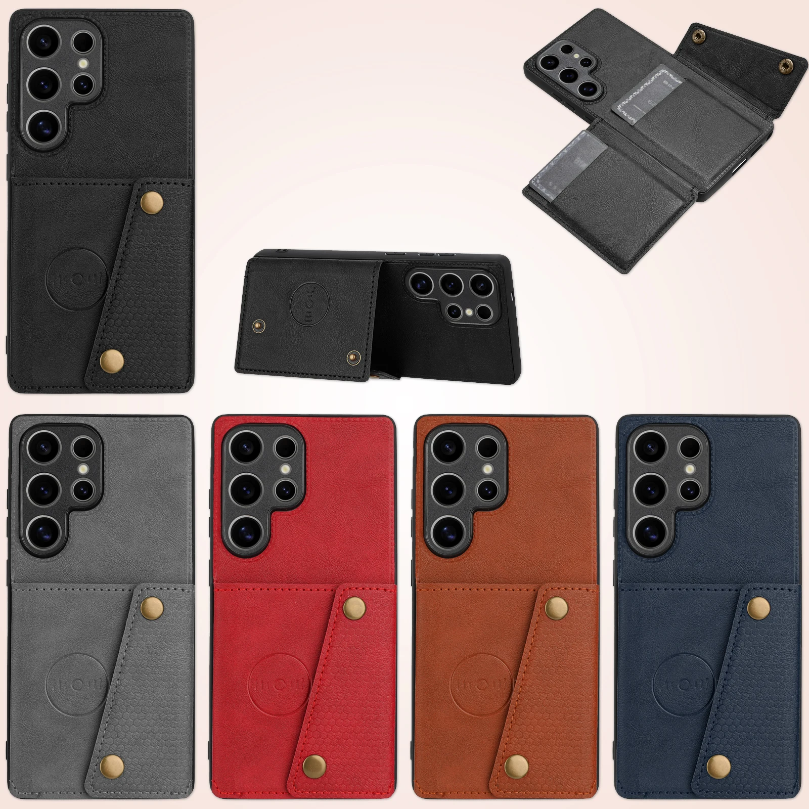 Magnetische Kartenhalter Leder Handyhülle für Samsung Galaxy S25 Edge S24 S23 Ultra S22 S21 Plus S20 FE S10 Anti Fall Wallet Cover