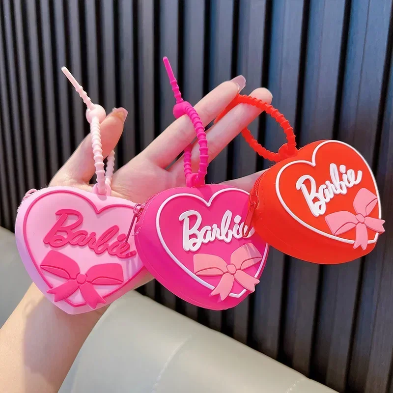 Disney Barbie Coin Purse Miniso Anime Cartoon Cute Barbie Kawaii Silica Gel Bluetooth Headset Bow Coin Purse Girls Holiday Gifts