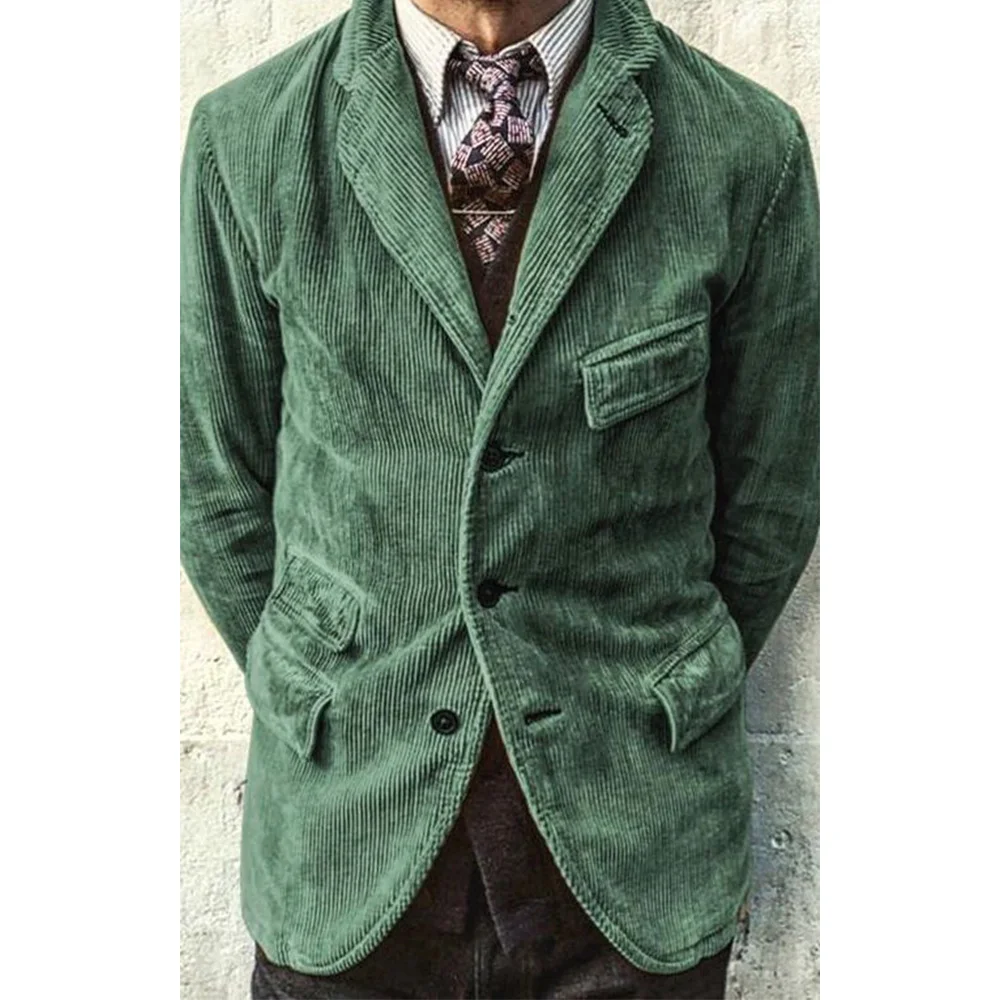 

Mens Corduroy Suit Jacket Single Breasted Notch Lapel Slim Fit Stylish Comfort Breathable Mens Blazer Work Attire Formal Coat