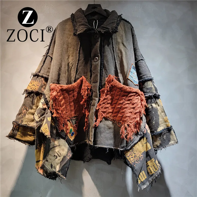 [zoci] Style Personalized Trendy Loose Plus Size Design, Worn, Washed, Thickened, Warm, Furry Medium to