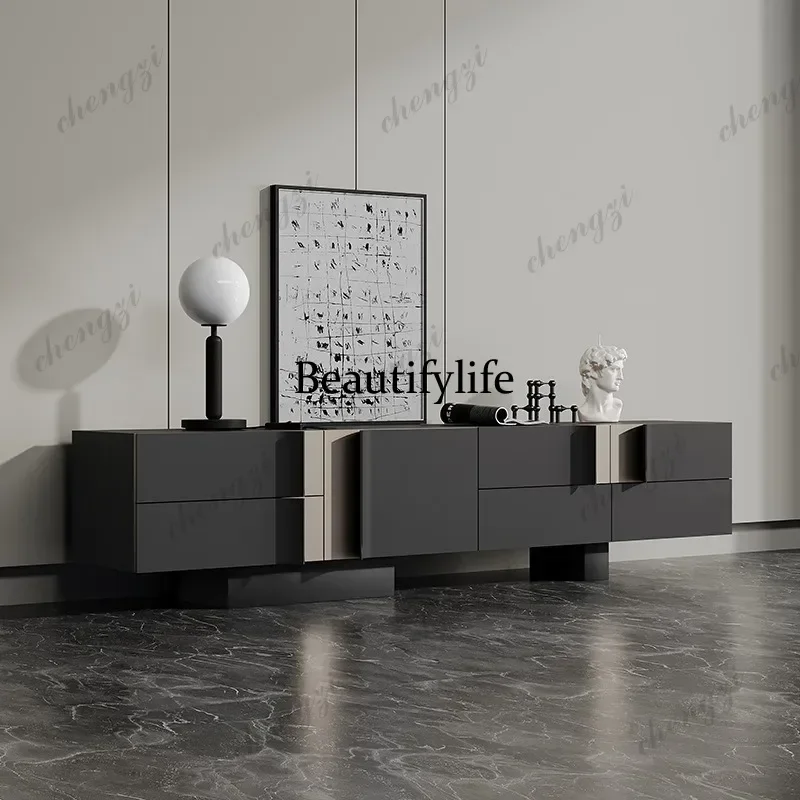 Italian light luxury home living room wall storage cabinet modern design sense solid wood TV cabinet d178