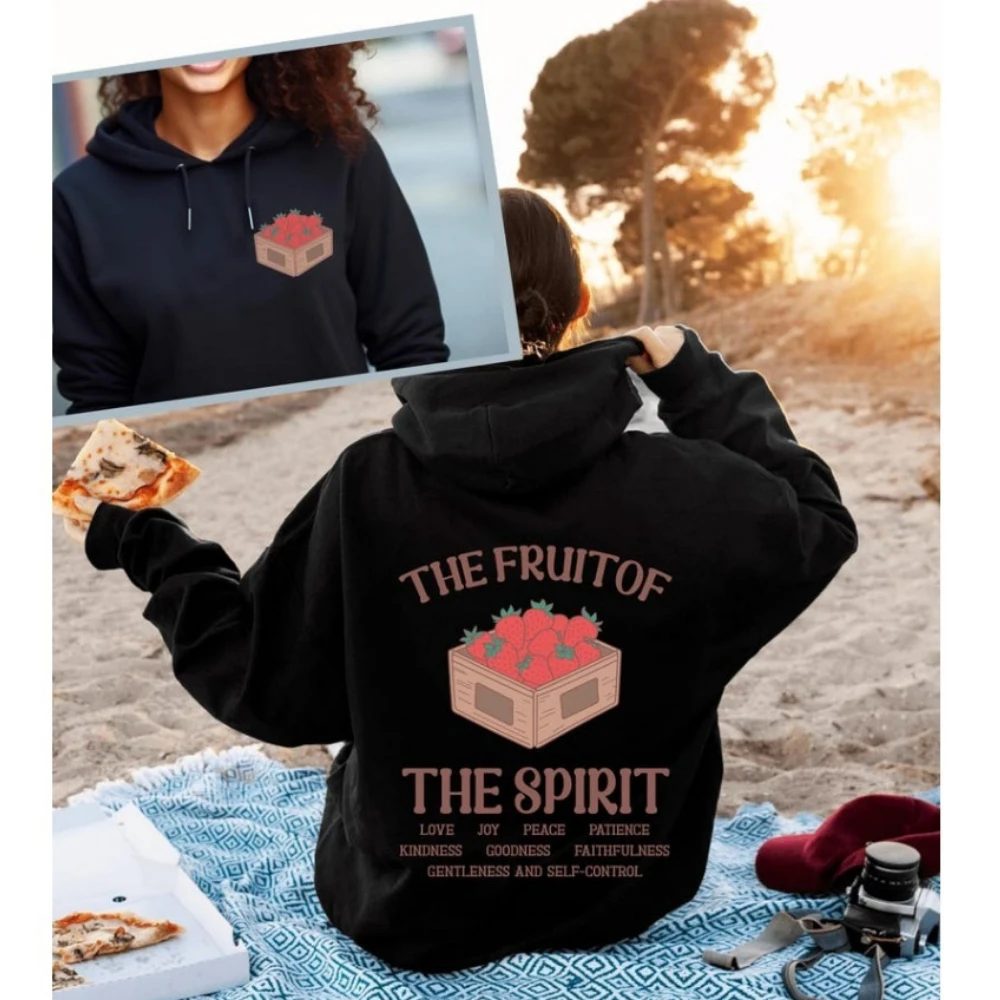 The Fruit of The Spirit Hoodie Christian Shirt Bible Verse Hoodie Christian Apparel Strawberry Pullover Jesus Sweatshirt