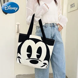 Disney 2024 New Cartoon Mickey Women's Handbag Student Fashion Canvas Shoulder Bag Donald Duck Large Capacity Shopping Bag