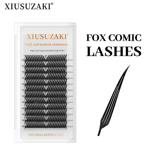 Imagen 2 del producto XIUSUZAKI Fox Comic Spire Lashes Premade Fans Extensiones de pestañas Natural Suave Volumen Individual Pestañas postizas Proveedores Maquillaje