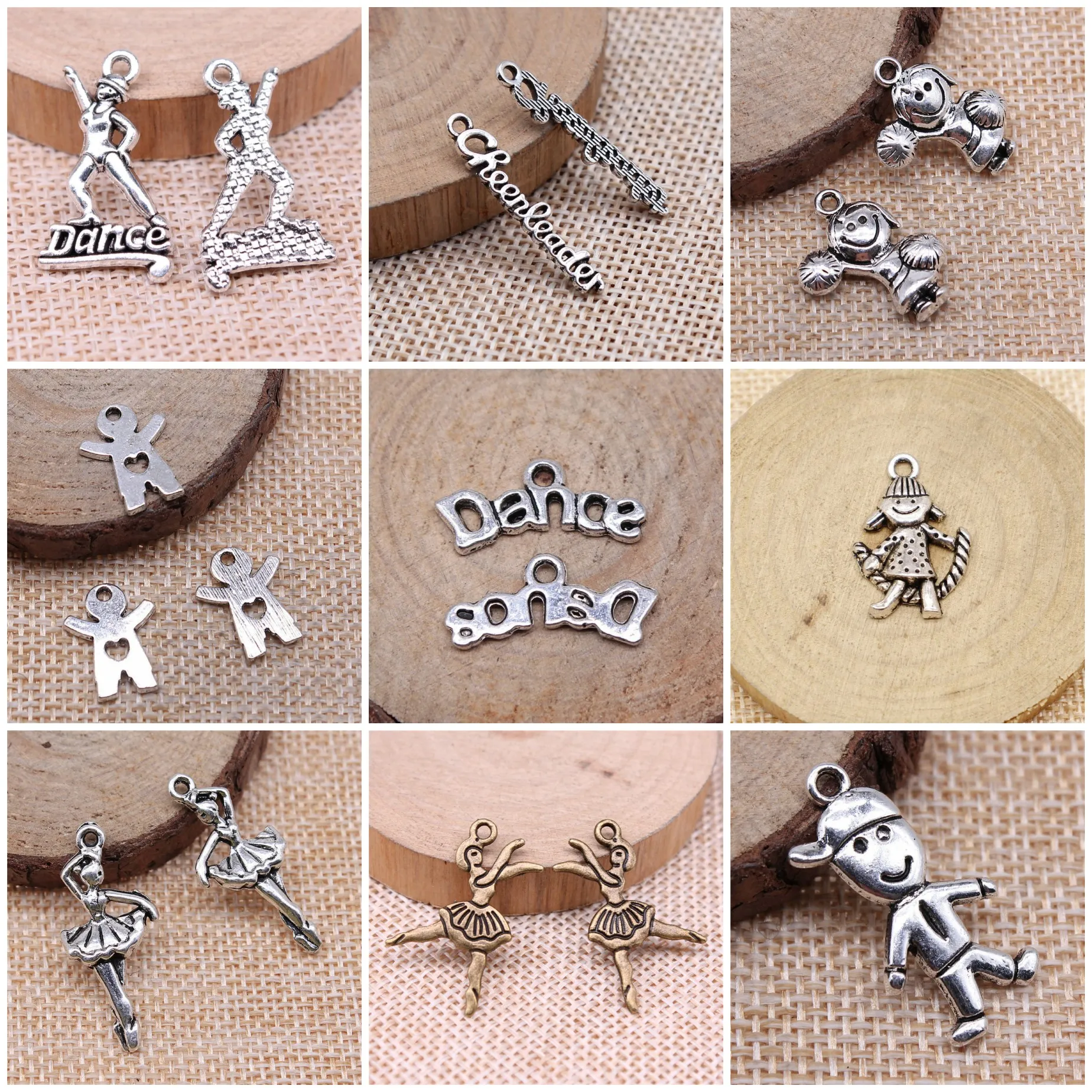Vintage Dancing Boy And Girl Figure Charms Pendant For Jewelry Making Bracelet Necklace Craft Bulk