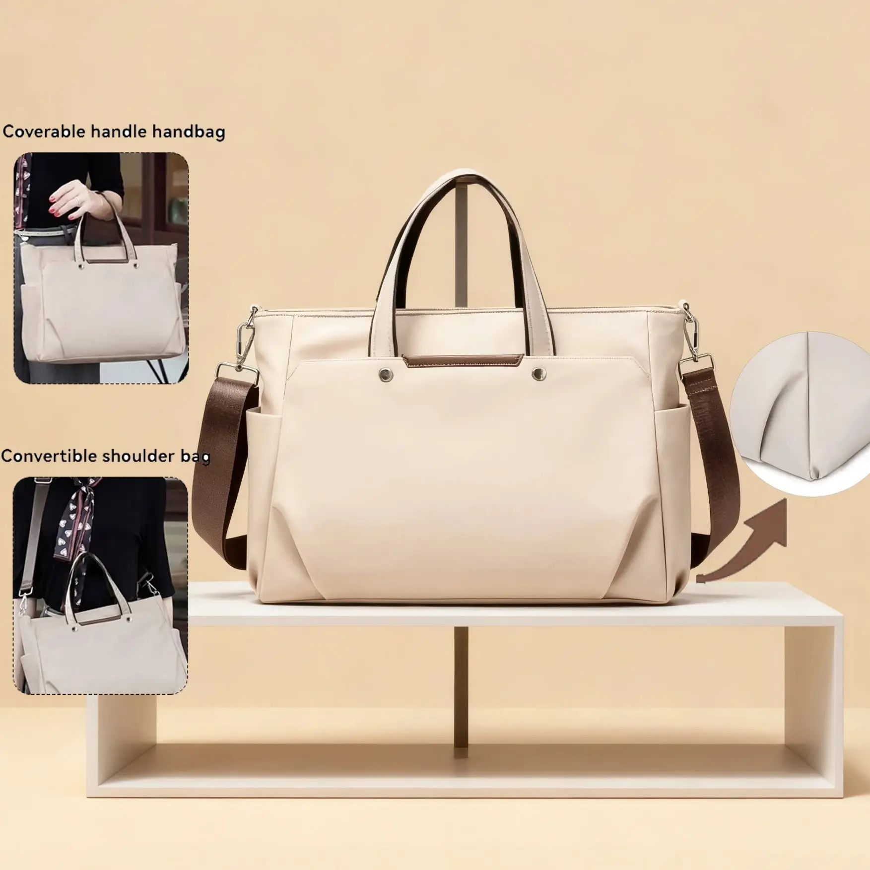 

14 inch laptop shoulder bag, women's large work handbag, laptop carrying bag, business travel fashion handbag